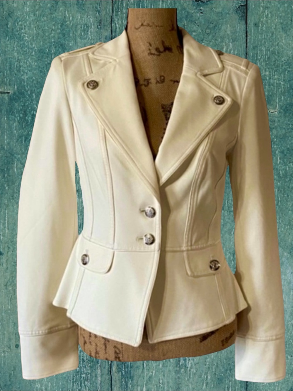 White House Black Market • Ivory Military Style Blazer Jacket || Size 6